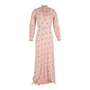 Vilshenko Eleanora Maxi Dress in Peach Floral Print Silk